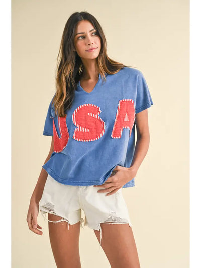 USA Distressed Terry Top