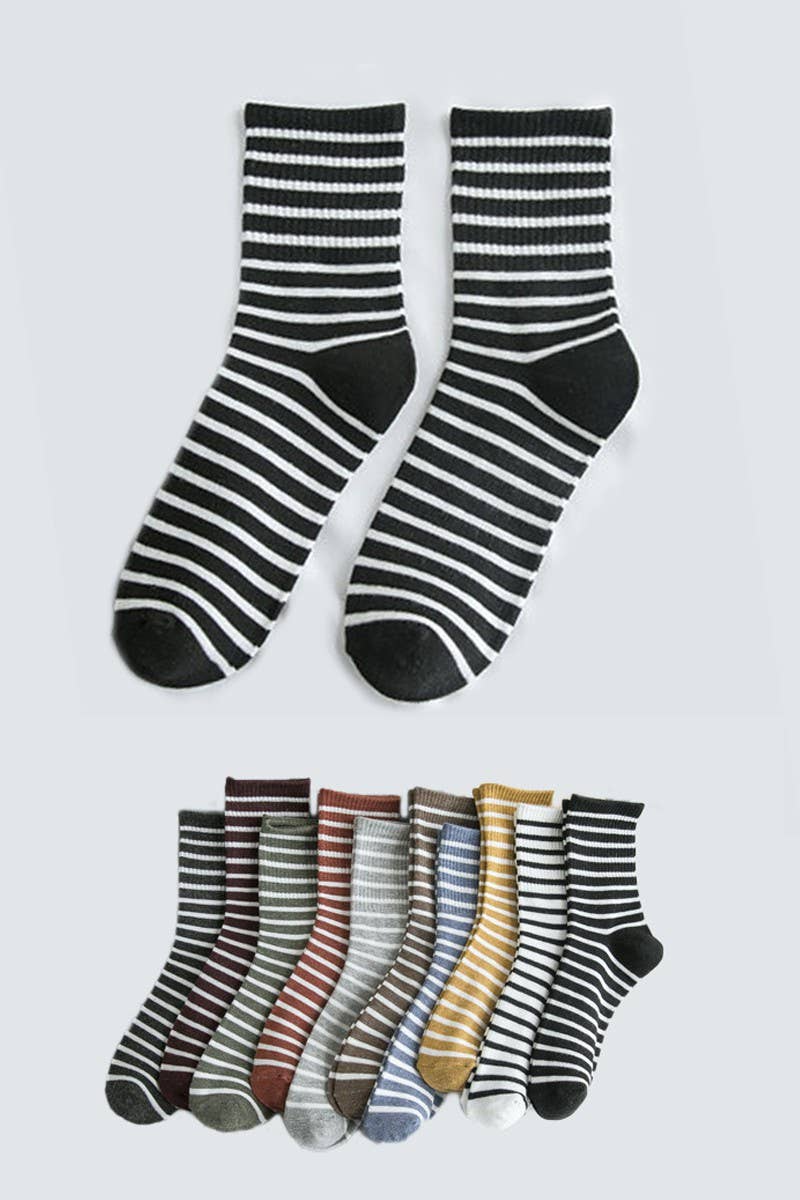 Stripe Pattern Cozy Ankle Sock