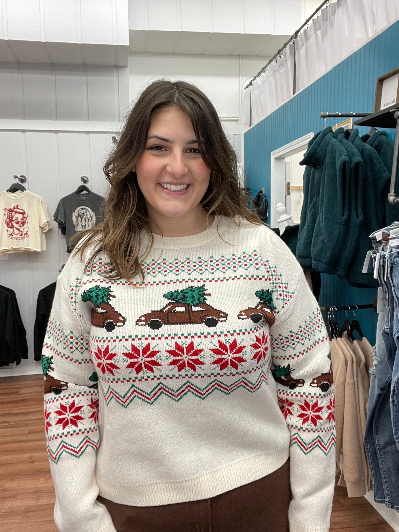 Christmas Tree Truck Sweater