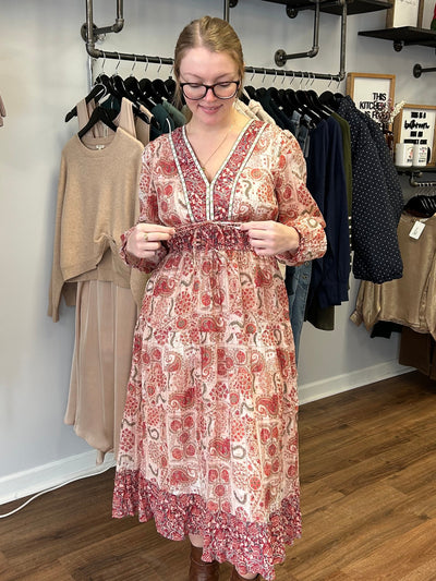 Bailey Paisley Print Midi Dress Large