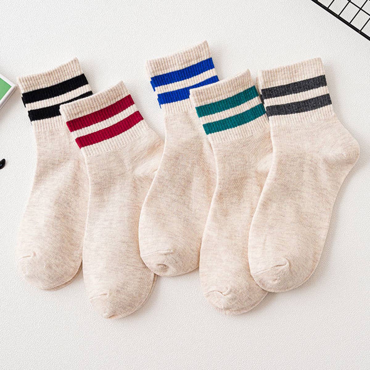 Stripe Cotton Mid Socks