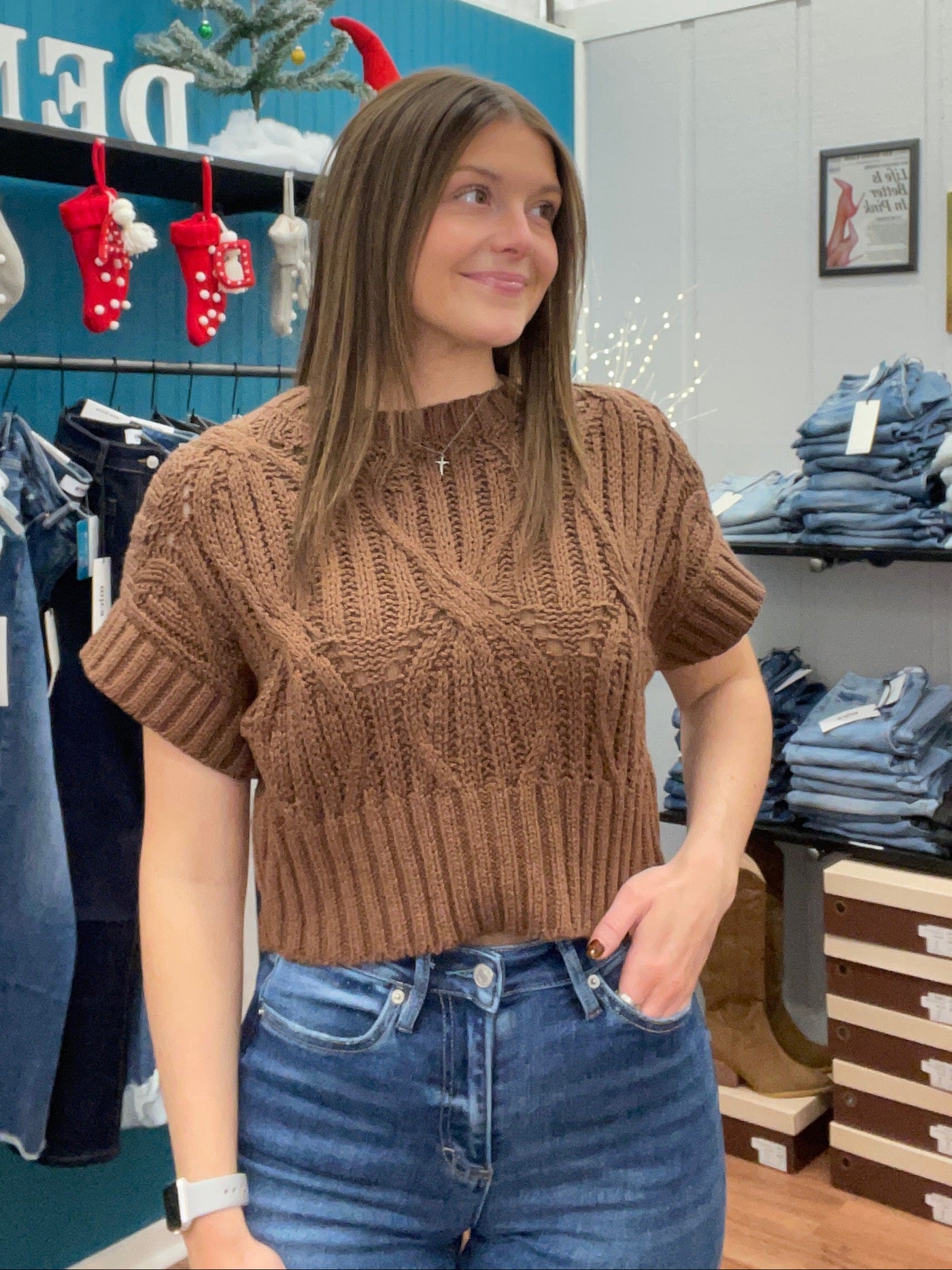 Everly Crochet Round Neck Sweater