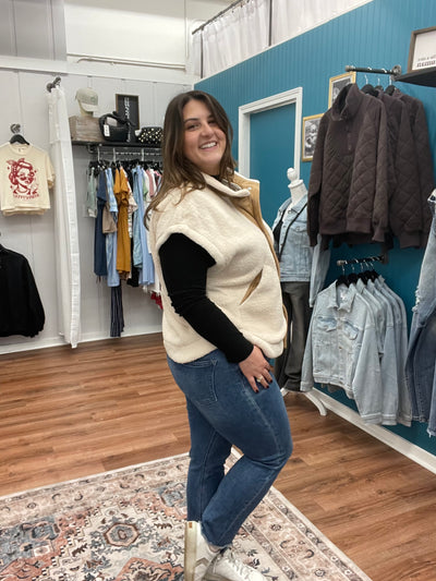 Ashley Suede Trim Sherpa Vest