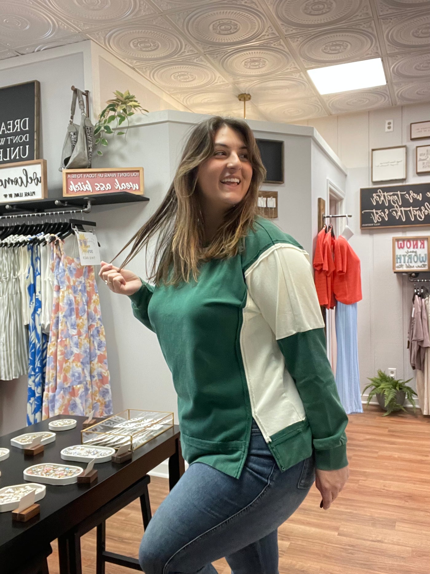 Dani Long Sleeve Color Block Sweatshirt