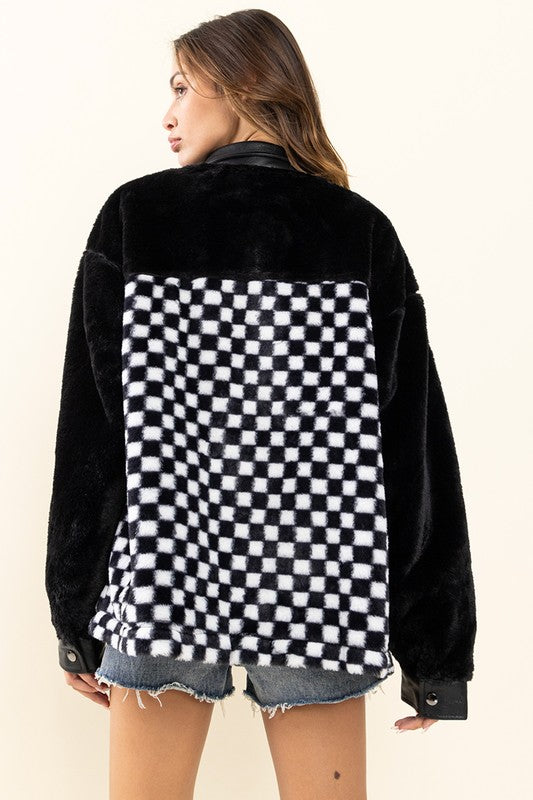 Charlie Checkerboard Faux Jacket