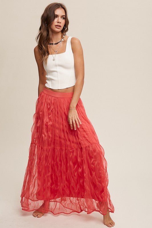 Aurora Mesh Tulle Maxi Skirt