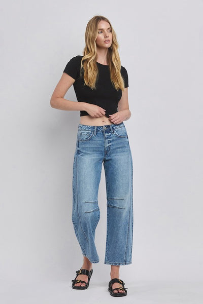 Naples High Rise Barrel Leg Denim