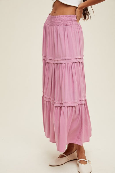 Julia Pleated Tiered Midi Skirt