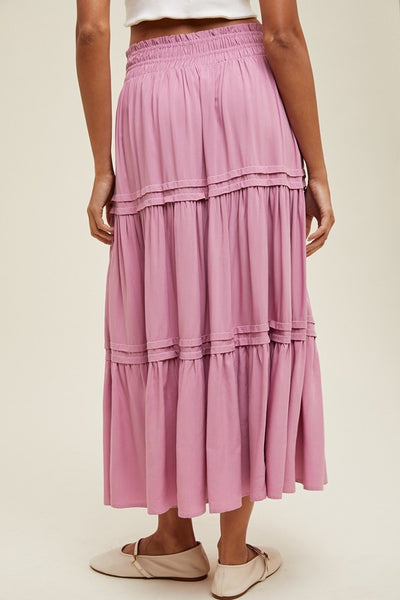 Julia Pleated Tiered Midi Skirt