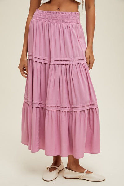 Julia Pleated Tiered Midi Skirt