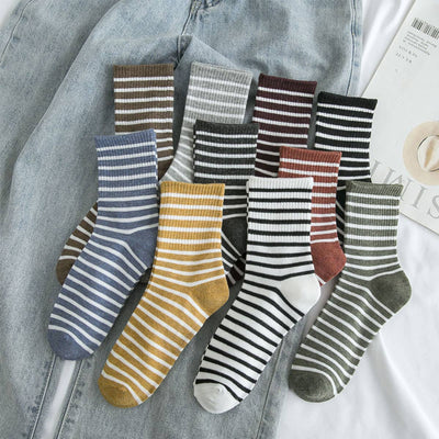 Stripe Pattern Cozy Ankle Sock