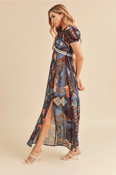 Nabi Printed Geometric Maxi Dress