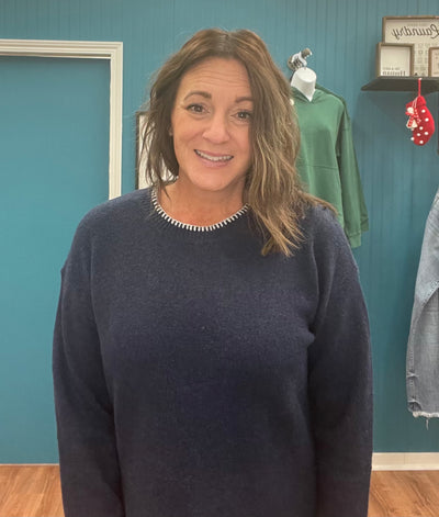 Kallie Side Slit Crewneck Sweater