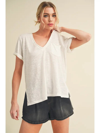 Zoie Short Sleeve Rolled Knit Top