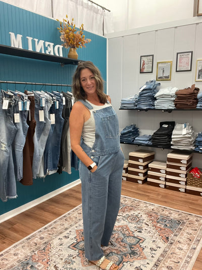 Marlo Wide Leg Denim Overalls