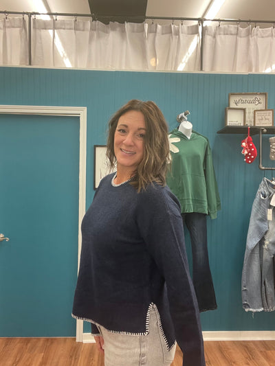 Kallie Side Slit Crewneck Sweater