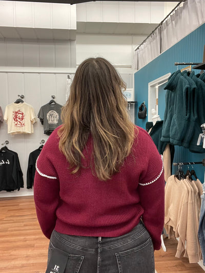 Cranberries Contrast Stitch Cardigan