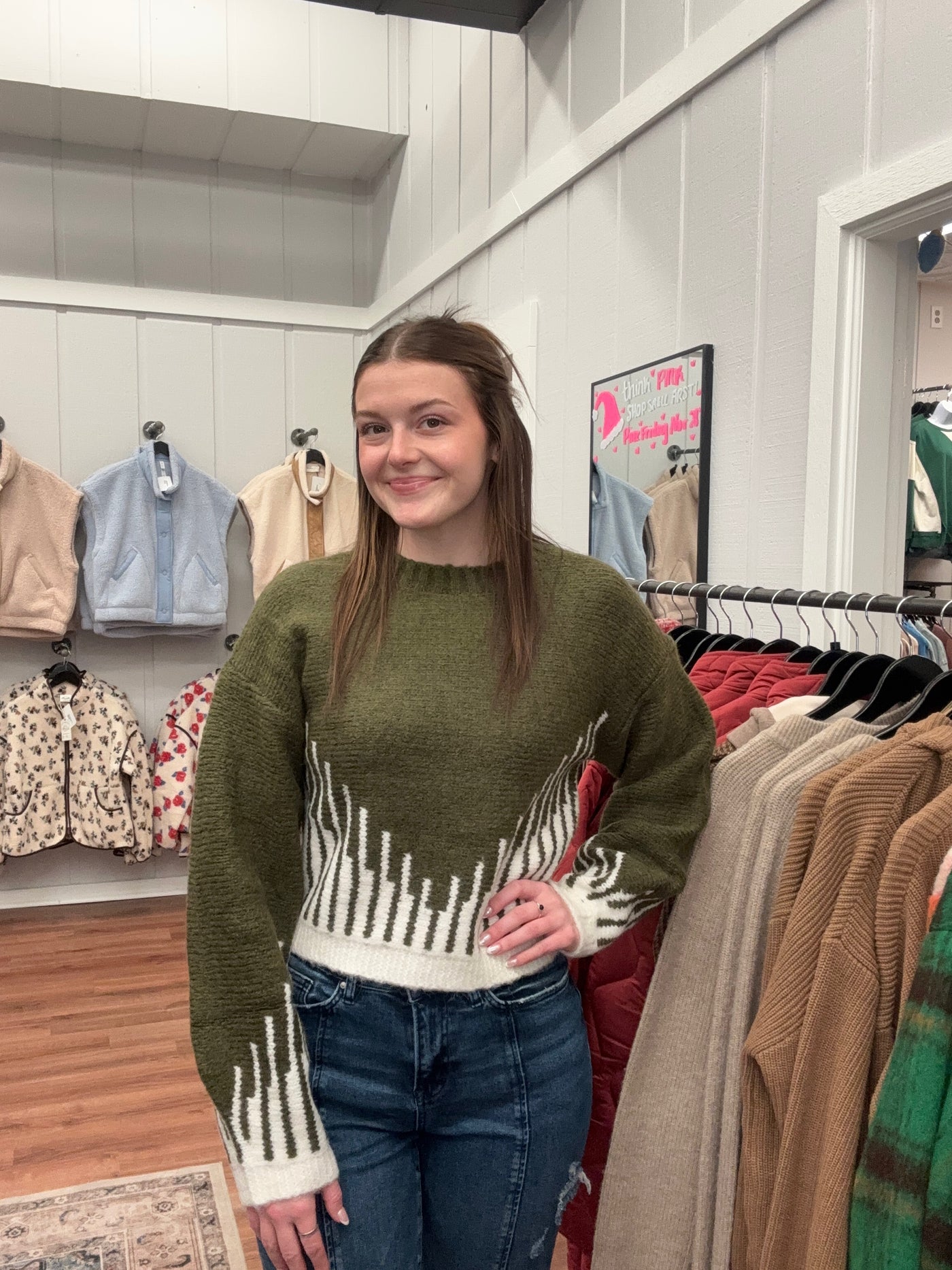 Parker Contrast Striped Crewneck Sweater