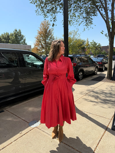 Chili Pepper Front Tie Midi Dress