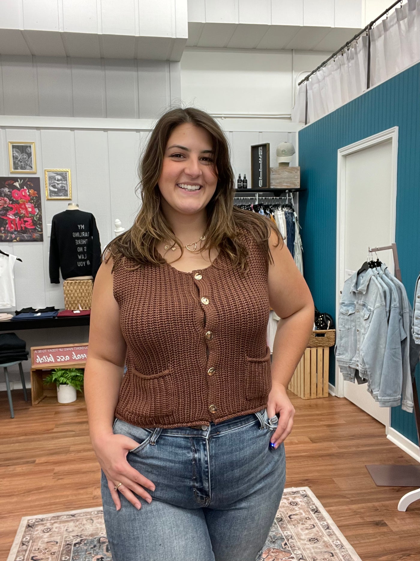 Lindan Relaxed Chunky Sweater Vest