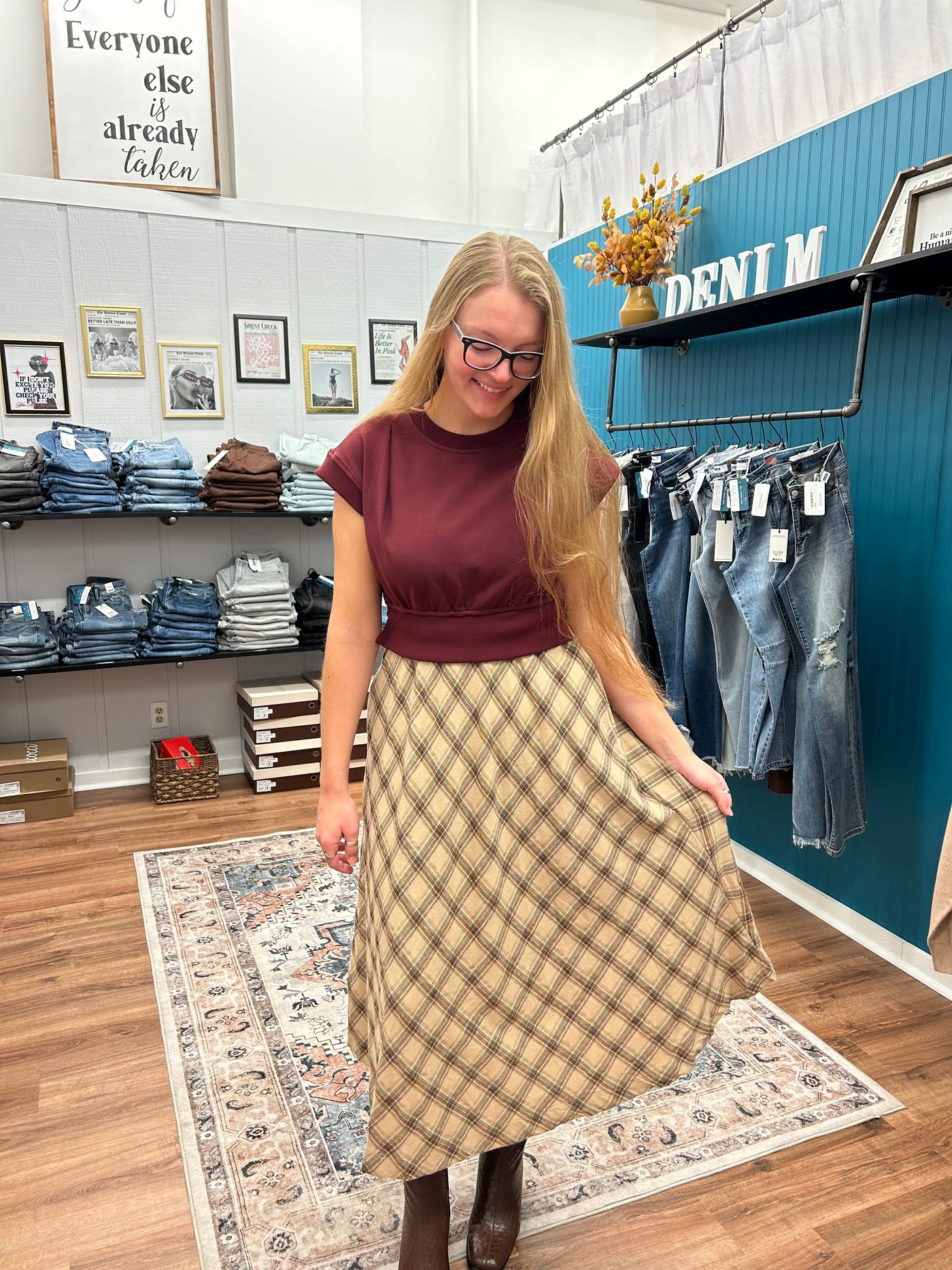 Kayla Mixed Media Midi Dress