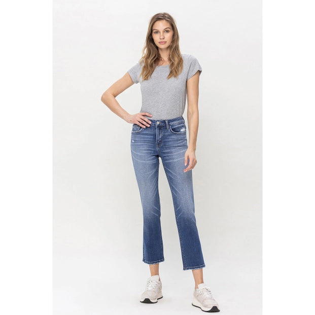 Dover Mid Rise Straight Cropped Denim