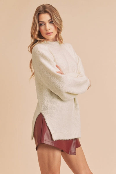 Tamia Mock Neck Side Slit Sweater