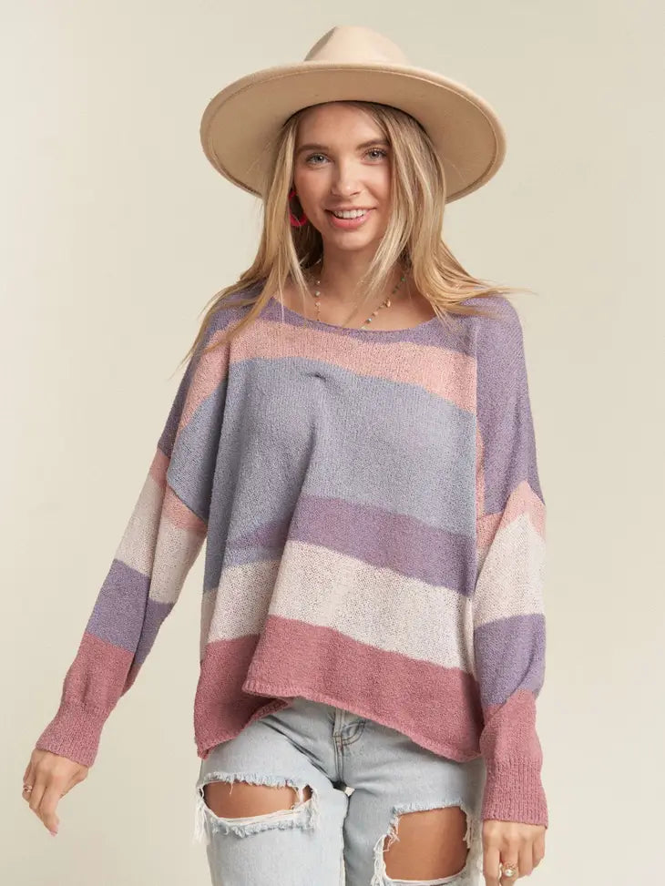 Dana Multi Stripe Boat Neck Sweater