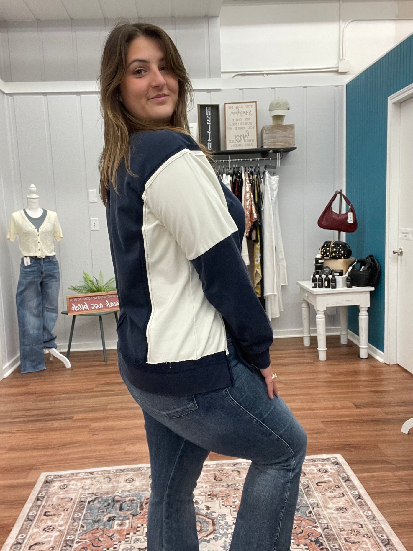 Dani Long Sleeve Color Block Sweatshirt