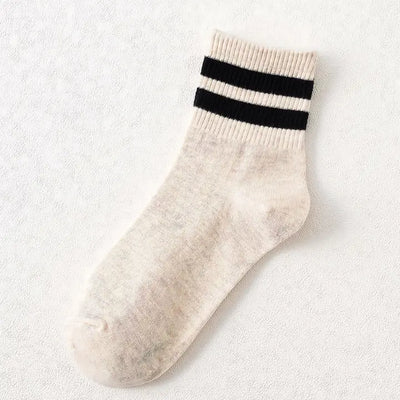 Stripe Cotton Mid Socks
