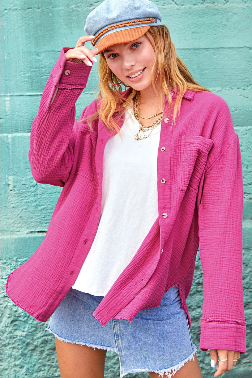 Callie Crinkle Button Down Shirt