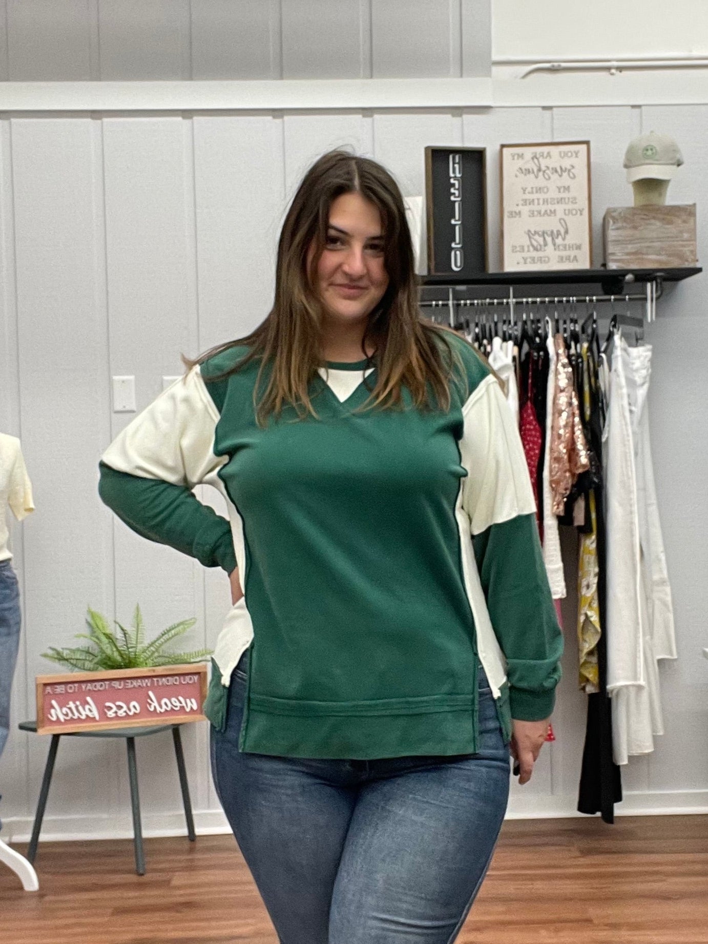 Dani Long Sleeve Color Block Sweatshirt