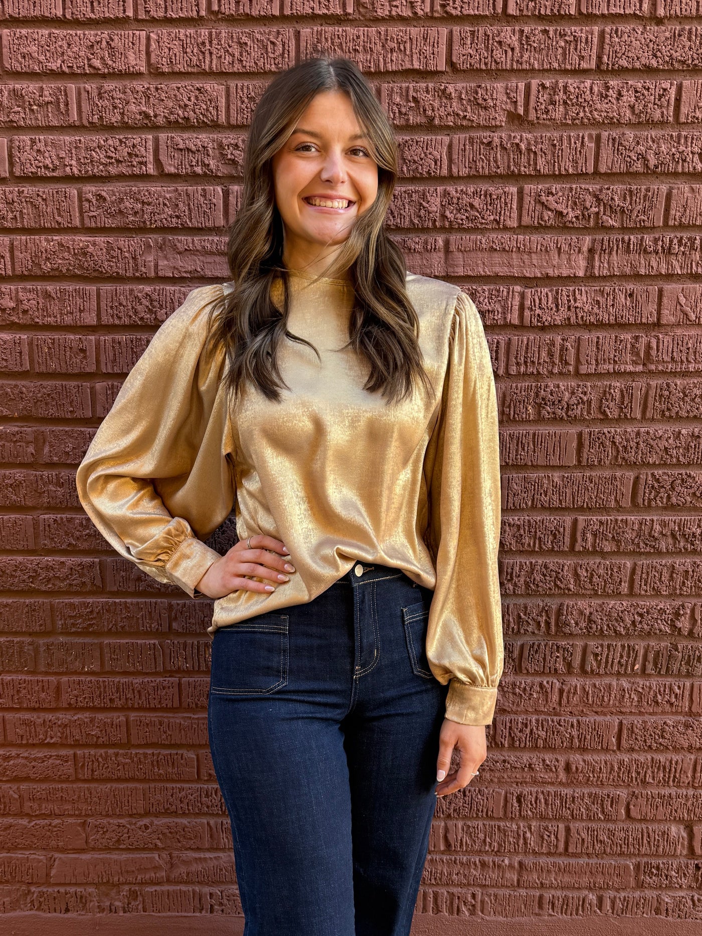 Magic Metallic Long Sleeve Blouse