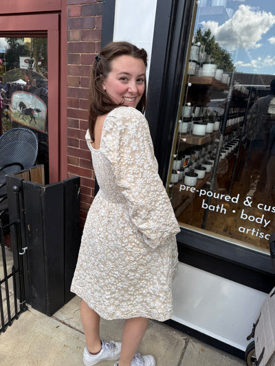 Middleton Jacquard Floral Smocked Babydoll Dress