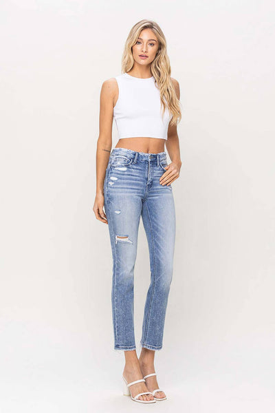 FLYING MONKEY - HIGH RISE CROP SLIM STRAIGHT JEAN F5104: CONVENIENTLY / 29
