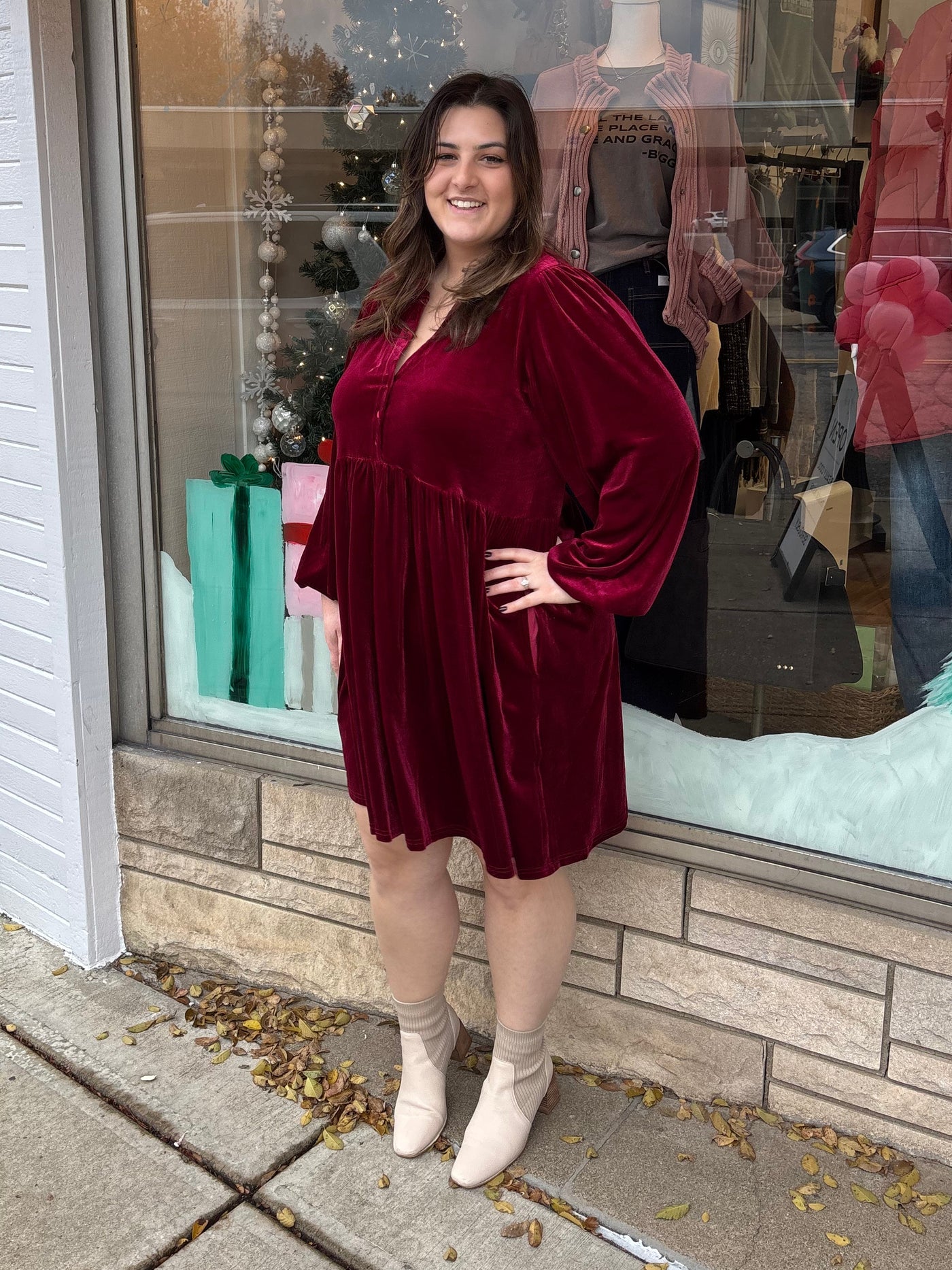 Bella Velvet Babydoll Mini Dress