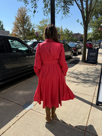 Chili Pepper Front Tie Midi Dress