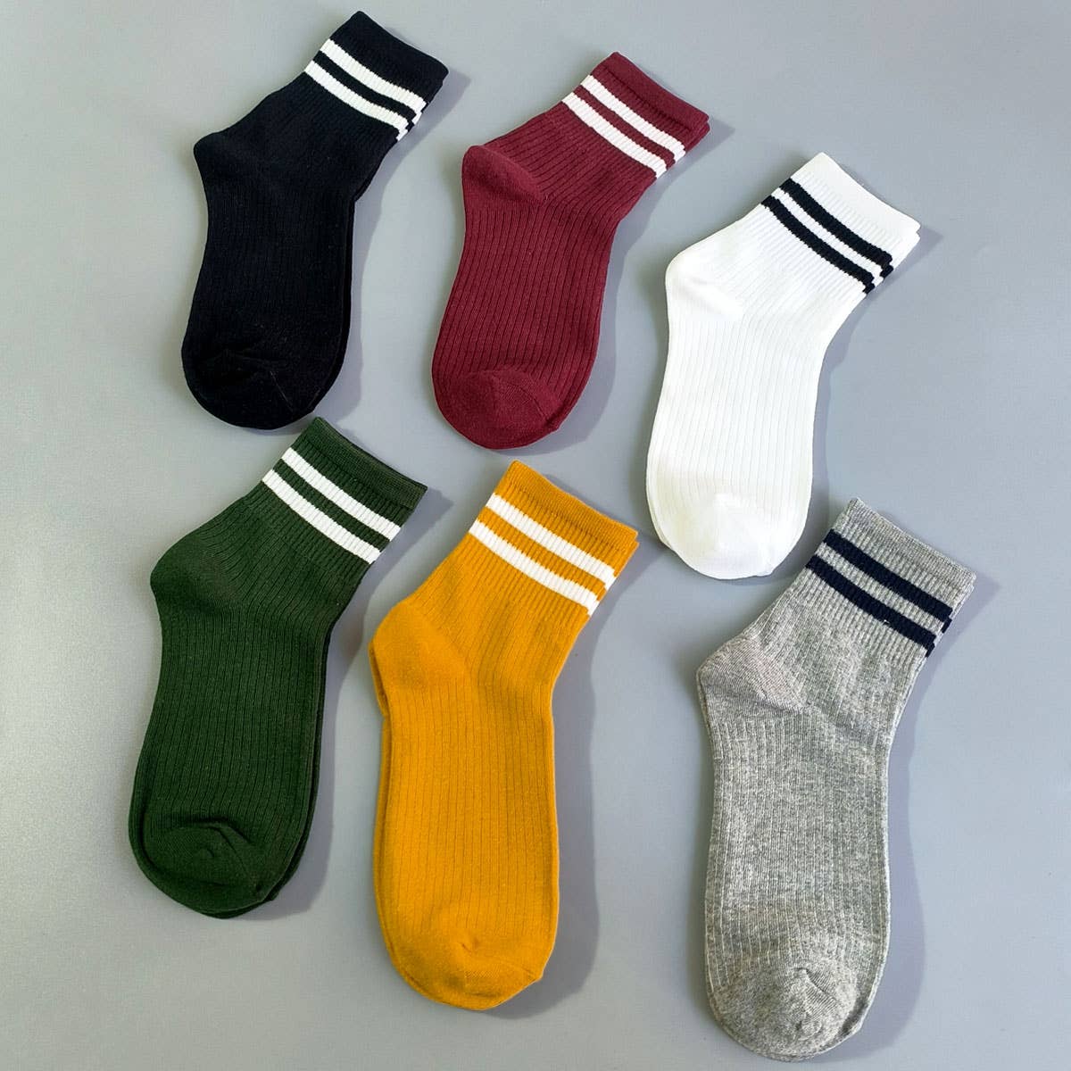 Stripe Cotton Mid Socks
