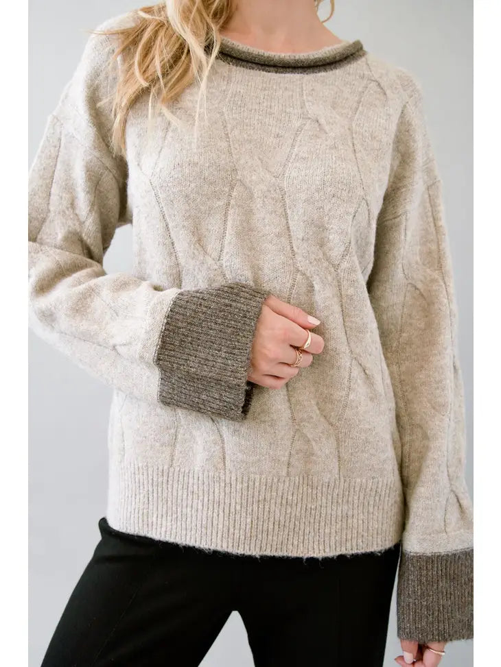 Christa Stone Cable Knit Sweater