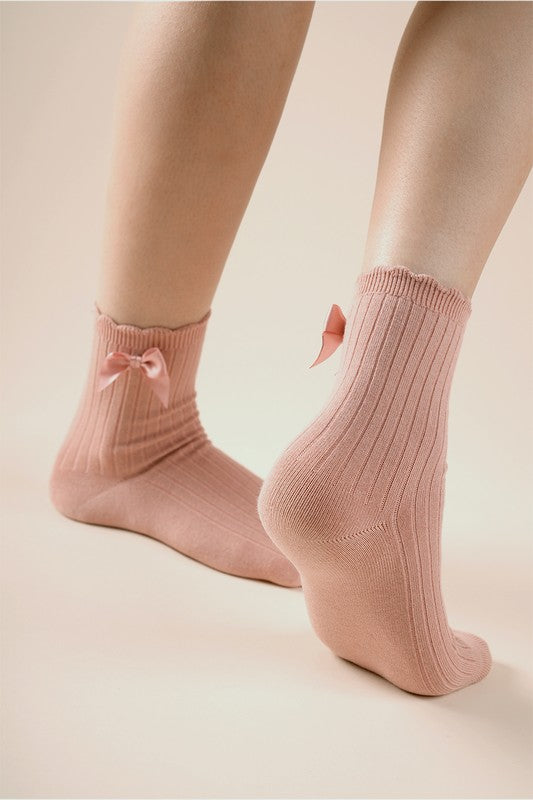 Side Bow Crew Socks