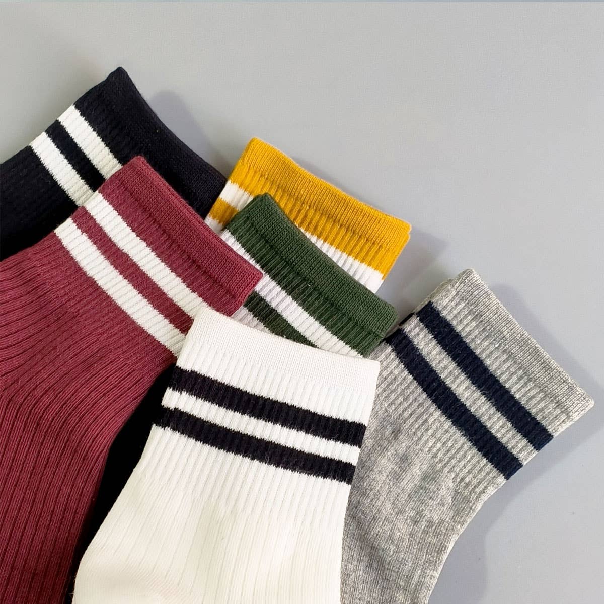 Stripe Cotton Mid Socks