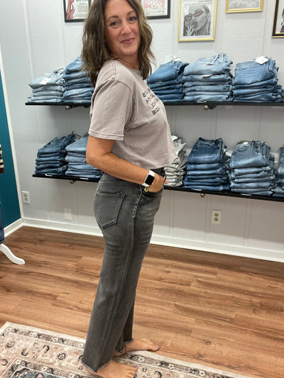 Baltimore High Rise Wide Leg Grey Denim