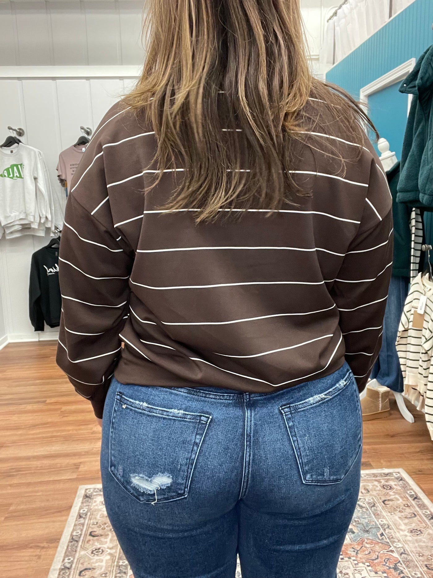 Jameson Scuba Stripe V-Neck Jacket Top