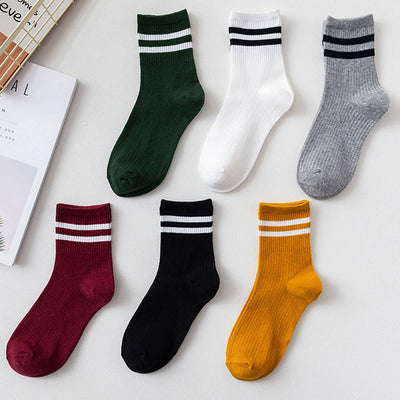 Stripe Cotton Mid Socks