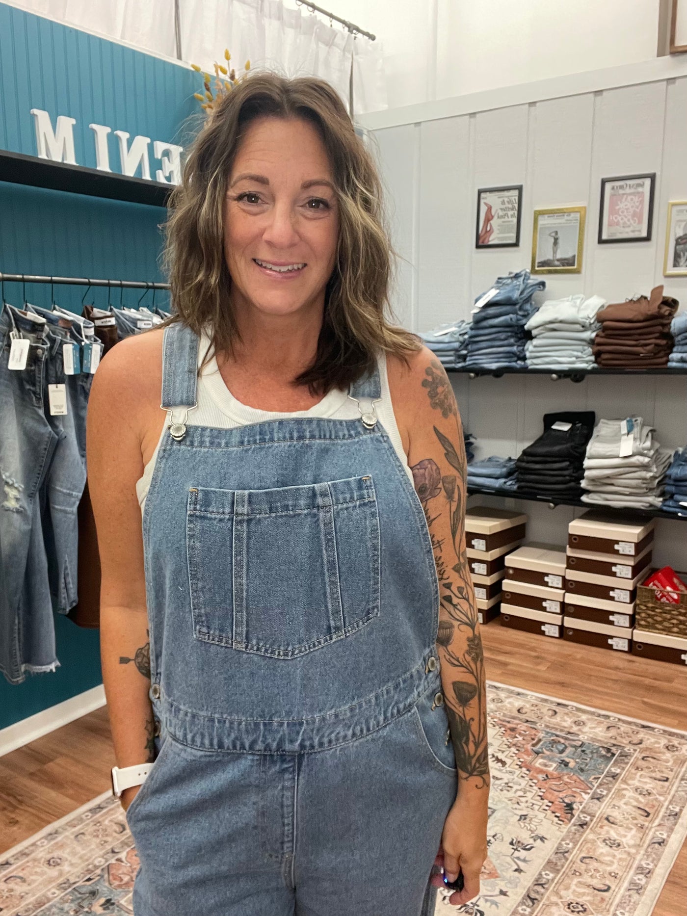 Marlo Wide Leg Denim Overalls