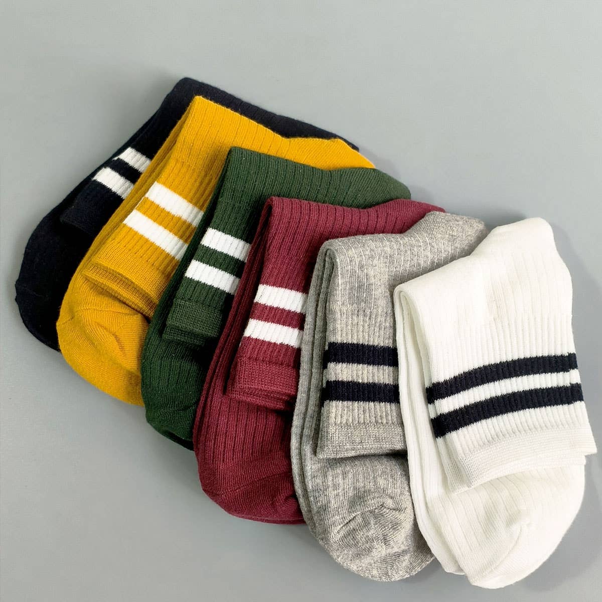 Stripe Cotton Mid Socks