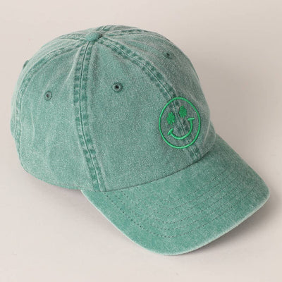 Clover Happy Face Embroidered Baseball Cap