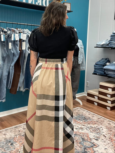 Burberry Mixed Print Midi Dress