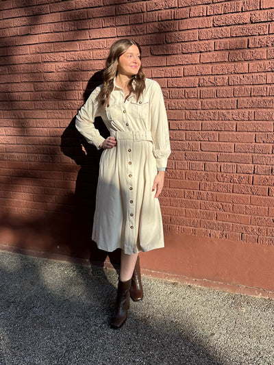 Elisa Suede Shirt Midi Dress