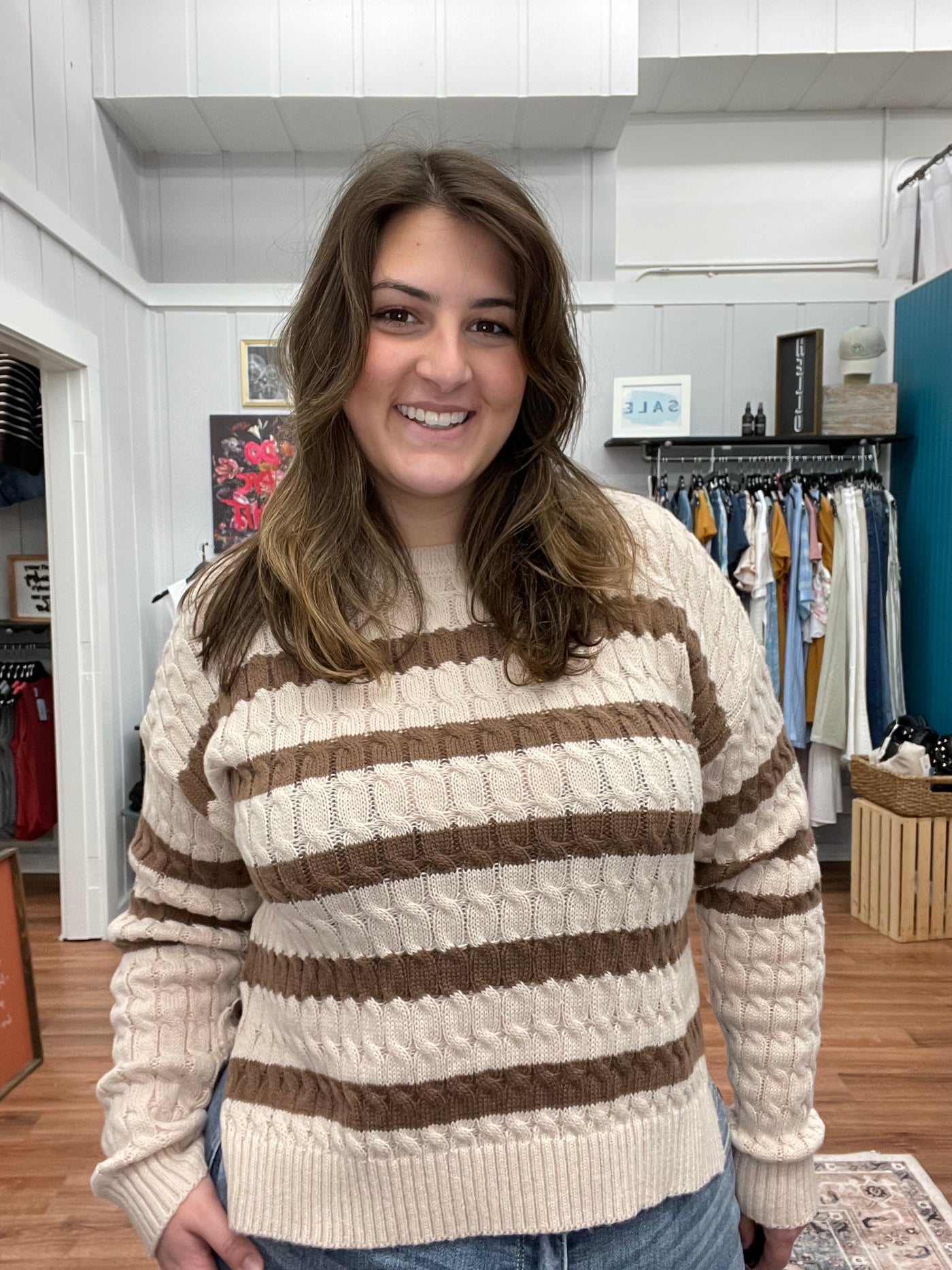 Margot Side Slit Cable Knit Sweater